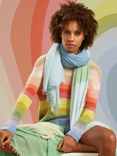 Sweater „Lucie Pastel-Stripes“, Shawl „Felted Knit Blockstripes“  