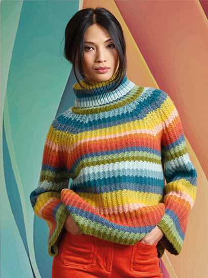 Sweater „Flower Stripes“  High-Roll-Neck