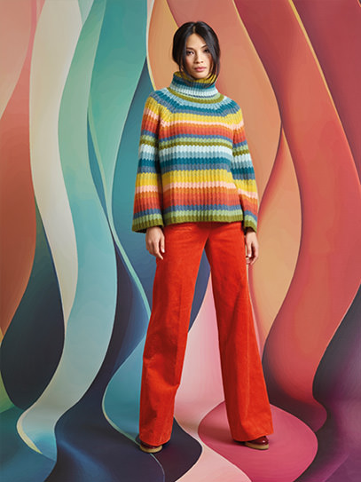 Sweater „Flower Stripes“  High-Roll-Neck