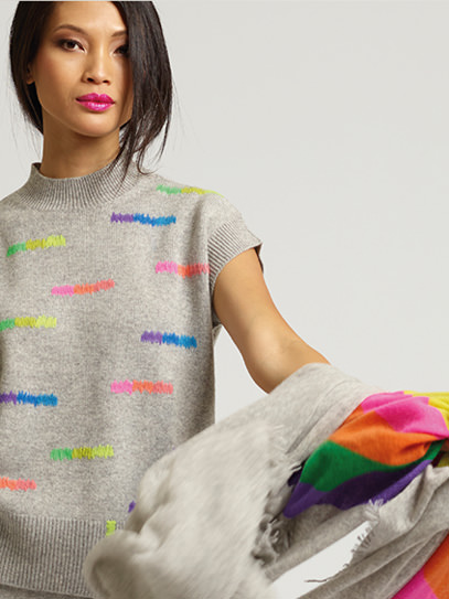 Sweater „Tasha Streamer neon“, Shawl „Felted Knit“