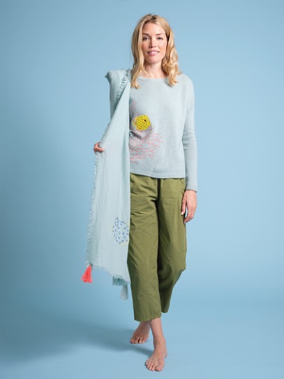 Sweater „Emmi Big Blue“ Yellow Fish; Shawl „Yellow Fish“