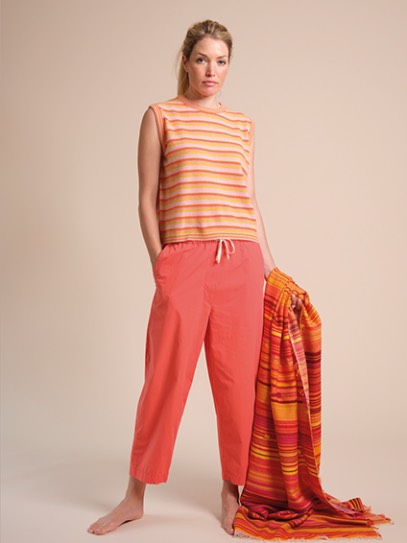 Sweater „Brigitte sleeveless“  Stripes; Plaid „Gipsy“ Orange