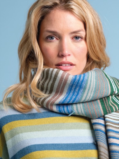 Sweater „Brigitte“ Stripes  aqua version; Plaid „Gispy“ Aqua 