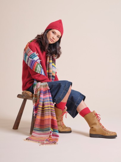 Sweater &bdquo;Emilia&ldquo; high roll neck; Hat &bdquo;Emilia&ldquo;; Plaid &bdquo;Gipsy&ldquo; Multi 