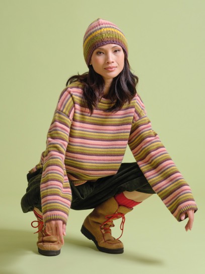 Sweater &bdquo;Brigitte&ldquo; stripesForest shades; Hat &bdquo;Pauli&ldquo; Stripes
