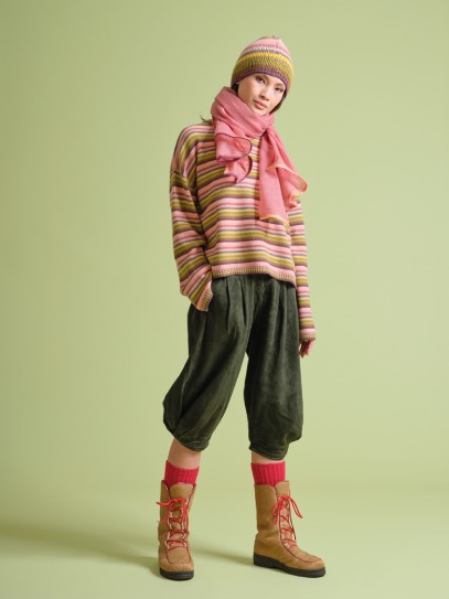 Sweater &bdquo;Brigitte&ldquo; stripesForest shades; Shawl &bdquo;Diamond Felted&ldquo;; Hat &bdquo;Pauli&ldquo; Stripes