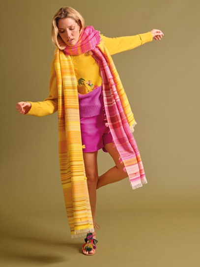 Sweater &bdquo;Gwin&ldquo; Island;Plaids &bdquo;Gipy Heavy&ldquo; Yellow and Pink